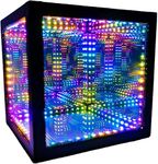 The Hyperspace Lighting Company HyperCube Infinity Cube LED Light - 10-Inch Sound Reactive Table Desktop Lamp - Cool & Creative RGB Multicolor Decorative Mirror Art Desk Night Light