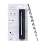 Parker Classic Stainless Steel Chrome Trim Ball Pen| Ink Color - Blue | Gift For Employees | Unique Gifts For Entrepreneurs