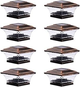 HUYIENO Solar Post Cap Lights Outdoor LED Lighting Deck Fence Cap Light Two Light Modes Warm White/Bright White Suitable for 4x4 Wooden Posts (Brushed Copper, 8pk)