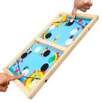 VGRASSP Sling Puck Portable Indoor Outdoor Family Fun 2 Players Game Toy for Kids and Adults - Parent-Child Interaction - Wooden Game Board with 10 Pucks - (Color As Per Stock) (14 Inch Random Design)