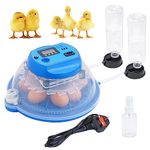 Egg Incubator for Hatching Eggs, 8 Egg Incubator with Fully Automatic Flip and Add Water, Temperature Controlled Poultry Incubator for Chicken, Duck,Goose,Dove,Quail Farm Home Incubator (Uk Plug)