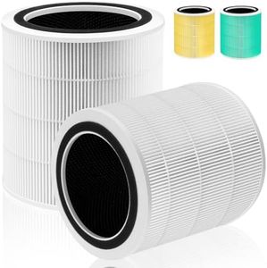 Pulluty Core 400S Replacement Filter for LEVOIT Core 400S and Core400S-P/Core 400S-rf Smart WiFi Air Purifier,3-in-1 True H13 HEPA Activated Carbon Pre-Filter,2 Pack,White