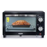 AGARO Marvel 9L OTG Oven 800W, Compact Toaster Griller for Baking, Toasting & Grilling, Adjustable 100°C-250°C, 30-Min Timer with Ready Bell, Auto Shut-Off, Tempered Glass Door, Bake Pan, Tong & Rack