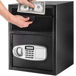 COSTWAY Security Safe Box, Electronic Digital Keypad Cabinet Safe with Deposit Slot and 2 Override Keys, Steel Jewelry Money Cash Lock Safe Deposit Box for Home Office Hotel (Black)