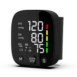 amiciCare Wrist Blood Pressure Monitor, Type-C Rechargeable BP Machine Stores 99 * 2 Readings for 2 Users with Color Indicators and Voice Broadcast, Black