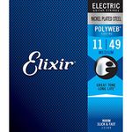 Elixir Strings, Electric Guitar Strings, Nickel Plated Steel with POLYWEB Coating, Longest-Lasting Warm Tone with Comfortable Feel, 6 String Set, Medium 11-49