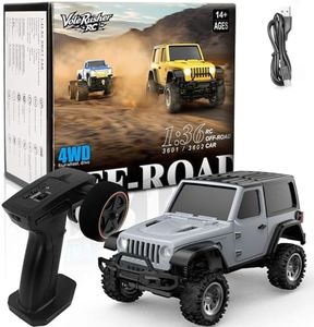 VoleRusher RC [4WD Edition 1/36 Scale Mini RC Crawler Car, Toys for Age 8-14 Old Birthday Gifts, Micro RC Truck 4×4 Small Cars with Off Road Full Proportional RTR 2.4GHz Remote - Gray