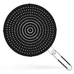 Palwin Silicone Splatter Screen for Frying Pan Suitable for 13” Pans, Oil Splatter Guard Frying Pan Cover, Multi-Use Grease Splatter Guard,Use as Pan Strainer or Oil Splash Guard, Non Stick (Black)