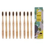 awenest Bamboo Toothbrush With Charcoal Activated Soft Bristles - Pack of 9 | Treated With Neem Oil | For Fungus Protection | Bpa Free, Biodegradable And Compostable Handle | Eco-friendly |