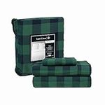 100% Cotton Flannel Sheets Set - Flannel Sheets Twin XL, 3-Piece Bed Sheets - Lightweight Bedding, Brushed for Extra Softness, Warm, Breathable, 16" Deep Pocket - Buffalo Check Green