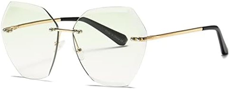 kimorn Occhiali Da Sole Di Per Donna Oversized Occhiali Da Taglio Di Diamanti Rimovibile Classic Eyewear AE0534 (Oro&Verde, 65)