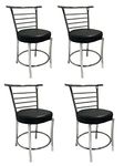 P P CHAIR Dining Chrome Steel Dining Chair Garden Chair Patio Chair for Home Dining Tables Heavy Duty (Black, 4)