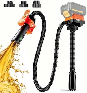 Cordless Fuel Transfer Pump with Auto-Stop, 3.2 GPM Flow Portable Fuel Pump Compatible with DeWalt 20V & Milwaukee 18V Batteries, with 41'' Hose, 3 Adapters for Diesel（No Battery