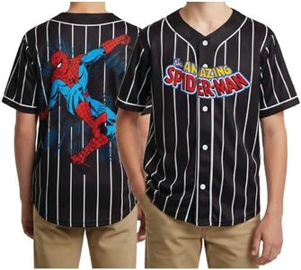 Marvel Spider-Man Boys Baseball Jersey - Novelty Fashion Vintage Sports Spidey Graphic Shirt Jersey Top for Boys (Size: 4-20), Size 7, Spider-Man Black