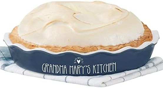 Personalization Universe Made with Love Personalized Classic Pie Dish, Hand-Glazed Stoneware, Oven to Table Baking Dish, Ideal for Pies and Casseroles, Dishwasher Safe - Navy