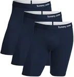 Tommy John Men’s Underwear, Supima Cool Cotton Boxer Briefs with Contour Pouch and Longer 8" Inseam, Comfortable, Breathable Fabric Underwear for Men, Mesh Quick Dry, 3 Pack, Navy, Medium