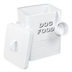 HOMION Metal dog food tin pets food storage box container canister lid with scoop (White)