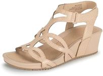 Baretraps Womens Raeanne Faux Leather Strappy Wedge Sandals Tan 8 Medium (B,M)