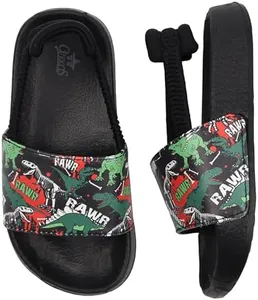 Otojaku Kids Flip Flops Sandals Toddler Boys Girls Sequin Slides Shower Beach Pool Shoes Slip on Summer Slippers with Back Strap Graffiti Dinosaur 10 Toddler