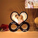 Coudf Personalized Photo Infinity Symbol Wall Lamp Custom Acrylic Wedding Sign Couple Names Heart Night Light(Black Infinity Heart), 20 x 21 CM (7.87 x 8.27 IN)