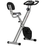 Soozier Foldable Exercise Bike with 8 Levels of Magnetic Resistance, Indoor Stationary Bike, X Bike, LCD Monitor, for Cardio Workout, Black