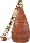 RAVUO Sling Bag for Women, Small Crossbody Backpack Faux Leather Trendy Purse with Adjustable Strap for Travel Sport Hiking (Brown)