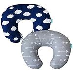 Biloban Nursing Pillow Cover, Navy Cloud & Gray Arrow, Ultra Soft Microfiber Fabric, Breathable Breastfeeding/Positioner Slipcover for Baby Boys/Girls, 2 Pack