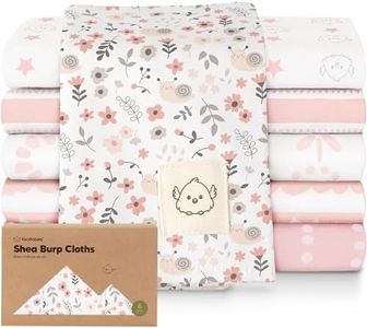 Organic Burp Cloths Baby Boy, Girl - 6-Pack Large 100% Cotton Burping Cloths for Babies, Spit Up Rags, Super Absorbent, Ultra Soft Newborn Rag, Gender Neutral, Machine Washable, Durable (Sweet Charm)