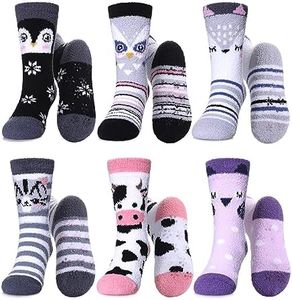 LINMIN 6 Pack Kids Wool Boot Socks Toddlers Boys Girls Cabin Thick Snow Warm Athletic Child Winter Thermal Crew Socks - IDEAL GIFT, Classic Cute, 4-7 Years