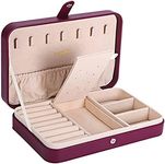 LANDICI Jewellery Box Small Jewellery Organiser for Women Girls, PU Leather Travel Jewellery Storage Case, Portable Jewellery Holder for Ring Earrings Necklace Bracelet, Jewellery Gift Box,Purple