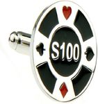 MRCUFF Poker Chip $100 Poker Gambling Casino Pair Cufflinks in a Presentation Gift Box & Polishing Cloth