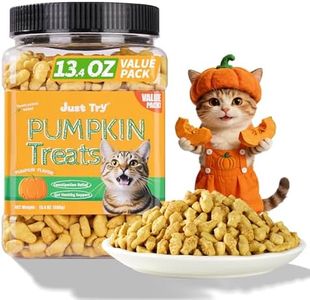 Just Try 13.4 OZ Pumpkin Cat Treats Cat Constipation Relief Hairball Control Healthy Salmon Snacks Training Biscuits Treats for Digestive Support Low Calorie Kitten Snacks