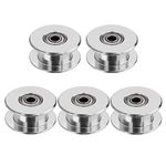 Saipor GT2 Toothless Pulley Smooth Art Pulley Wheel Aluminium Timing Pulley GT2 Idler Pulley for 3D Printer 6 mm Wide Timing Belt (16 Teeth 3 mm Bore) Pack of 5