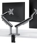 Desktronic Dual Monitor Mount, Up to 34" & 8kg, 360° Rotation, Height Adjustable, Sturdy, Easy Install, for Large Screens, Ergonomic Design, Fits All VESA 75/100 Standards