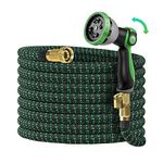 Vendare Expandable Garden Hose 75FT Heavy Duty - Lightweight No-Kink Flexible Water Hose with 10-Function Nozzle, Leak-Proof 3/4" Brass Fittings & 4-Layer Latex Tubing (75ft for Lawn Car Wash)
