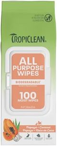 TropiClean Papaya Coconut Luxury 2-in-1 Pet Wipes (Pack of 100)