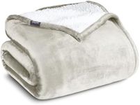 Bare Home Sherpa Fleece Blanket - Full/Queen Blanket - Blanket for Bed, Sofa, Couch, Camping, Travel, and Gifts - Warm & Lightweight - Fluffy & Soft Plush Blanket - Reversible (Full/Queen, Cream)