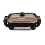 Hamilton Beach 38529 Electric Ceramic Skillet, 15 Inch Deep Dish, Copper & Black