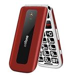 artfone Big Button Mobile Phone for Elderly, Senior Flip Phones Sim Free Unlocked Easy to Use Basic Cell Phones with 2.4" LCD Display | SOS Button | FM Radio | Torch |1200mAh Battery（Red）