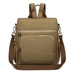 Kono Women Backpack Anti Theft Rucksack Nylon Schoolbag Ladies Travel Work Bag Casual Daypack Vintage Shoulder Backpack (Khaki)