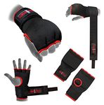 Pro training Boxing gel inner gloves Hand Wrap Black Padded bandages mitts glove Boxing MMA UFC Quick hand wraps fist protector (Black, small/kids 9-12yrs)