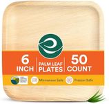 ECO SOUL 50 Count Square Palm Leaf Plates of 6 Inch - Disposable, Eco-Friendly, Biodegradable Bamboo Plates - Perfect for Parties, Catering, Weddings & Large Events