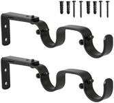 Anndason Heavy Duty Curtain Rod Brackets Adjustable Double Rod Holders 1 Inch Rod (2 PCS, Black)