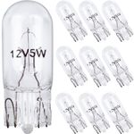 Diximus Landscape Light Bulbs 5W - Krypton 12V T3-1/4 Small Light Bulb Low Voltage Wedge Base Bulbs W5W for Landscape, RV and Cabinet Lighting T10 Clear Bulbs - 10 Pack