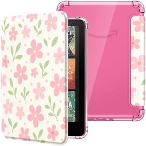 MoKo Case for All-new 7" E-Reader 12th Gen 2024/2025 & Colorsoft 2024/2025,Ultra Clear Soft Flexible Transparent TPU Back Cover Light Shell with Auto Wake/Sleep,Not fit BOOX & Kobo, Flower & Leaves