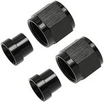 Podavelle 8AN Hardline Tube Nut and Sleeve Fitting Adapter for 1/2" Hard Line Aluminum Black, 2 sets