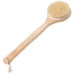 H&S Body Brush Back Scrubber - Back Brush Long Handle for Shower - Natural Bristles Dry Skin Exfoliating Cellulite Brush Bamboo - Back Scrubber Brush - Shower Body Brush - Back Exfoliator for Shower