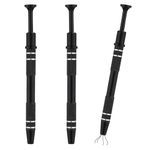 3pcs Jewelry Grabber Tool, 4-Claw Piercing Ball Grabber Stainless Steel Ic Chip Pick Up Tool Mini Diamond Claw Tweezers for Pearl Small Parts Electronic Components (Black)