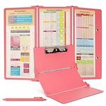 Belle Vous Pink Foldable Nursing Clipboard with 3 Layers - Aluminum Folding Clipboard with Medical Edition Cheat Sheets for Students, Nurses & Doctors