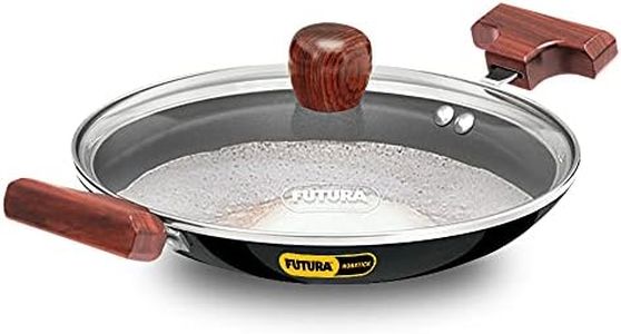 FUTURA Hawkins 0.9 Litre Breakfast Pan with Glass Lid, Nonstick Cookware, Appachatty, Chetty Pan, Appam Patra, Round Bottom Kadai, Black (NBFP09G) - 217 mm